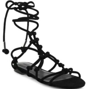 Black Gladiator Lace-Up Sandals